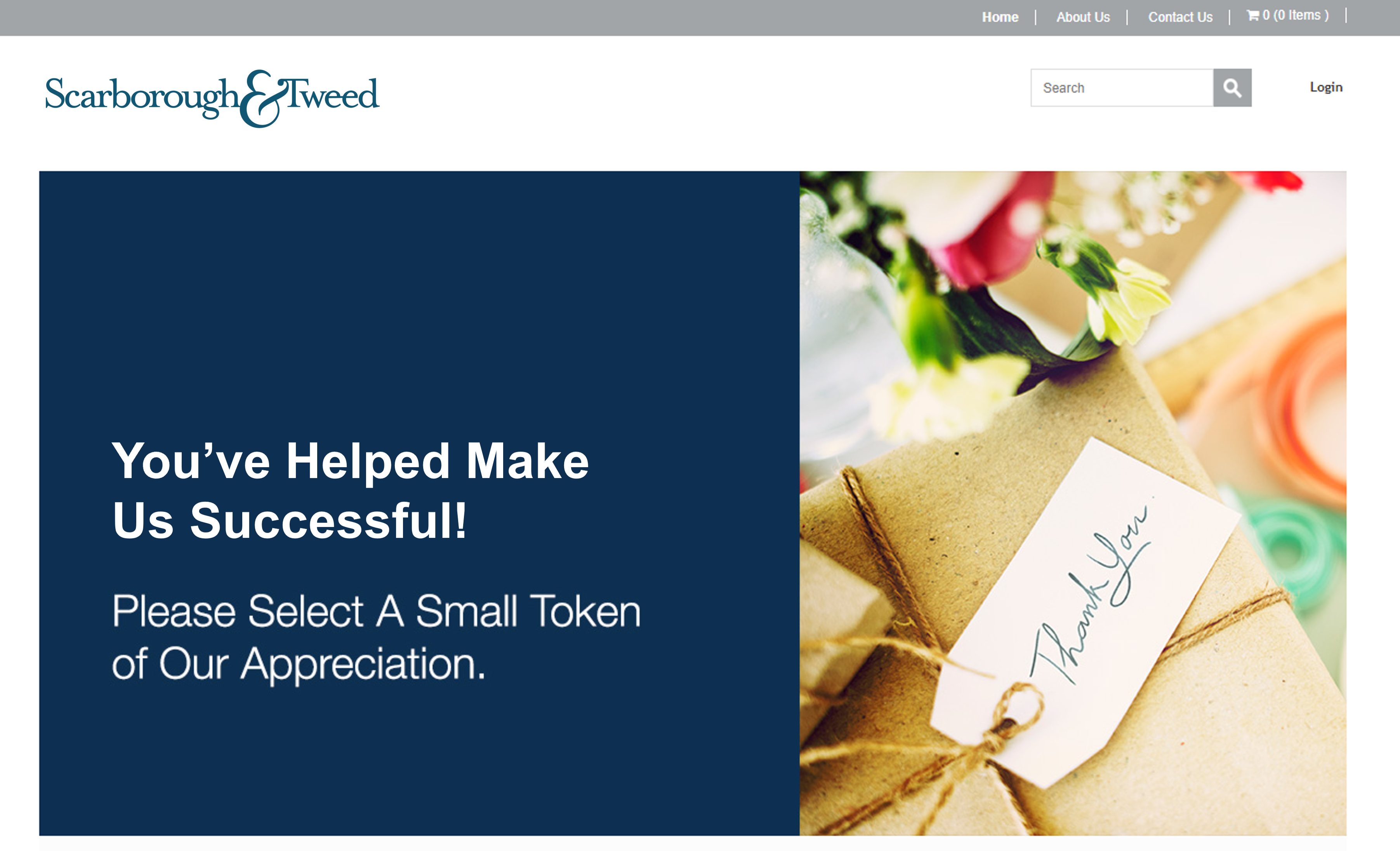 Thank you message with gift packaging for virtual gifting.