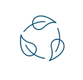 Sustainability icon with leaves and arrows