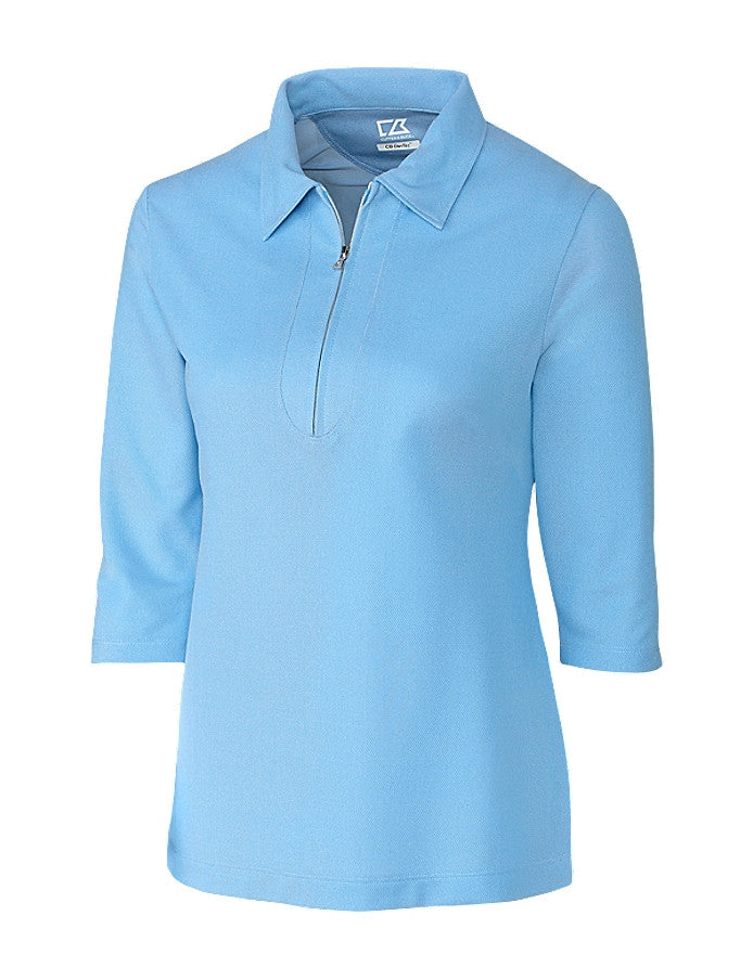 Cutter & Ladies’ Blaine Oxford ¾ Sleeve Zip Polo