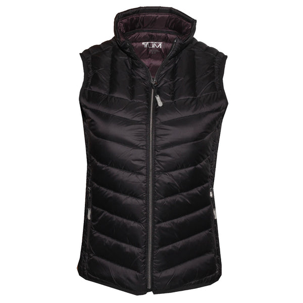 Tumi Pax Women's Small Puffer Vest Zip Black Goose Down Travel Packable  Pillow