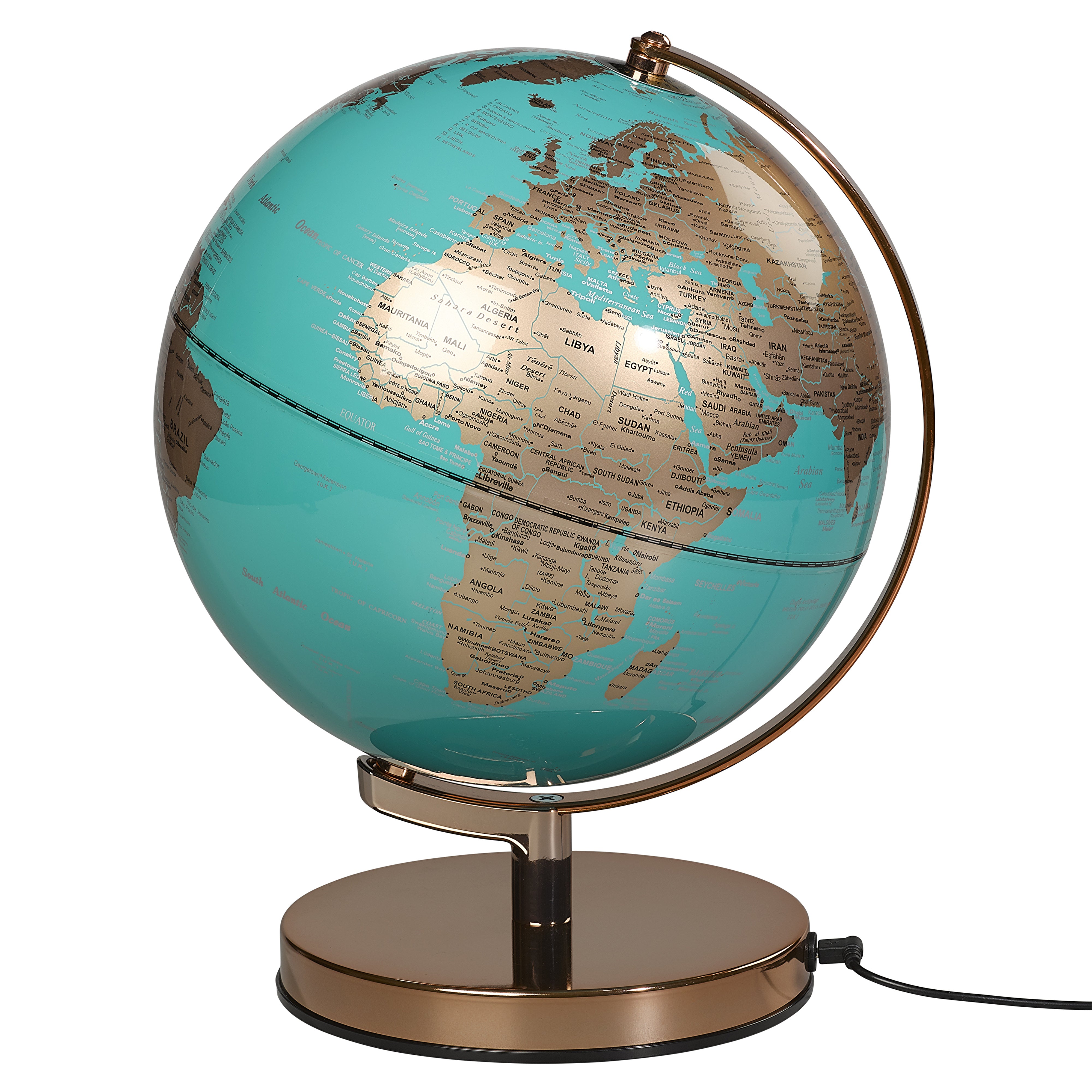 10” Globe Light - Azure Blue & Metallic Copper