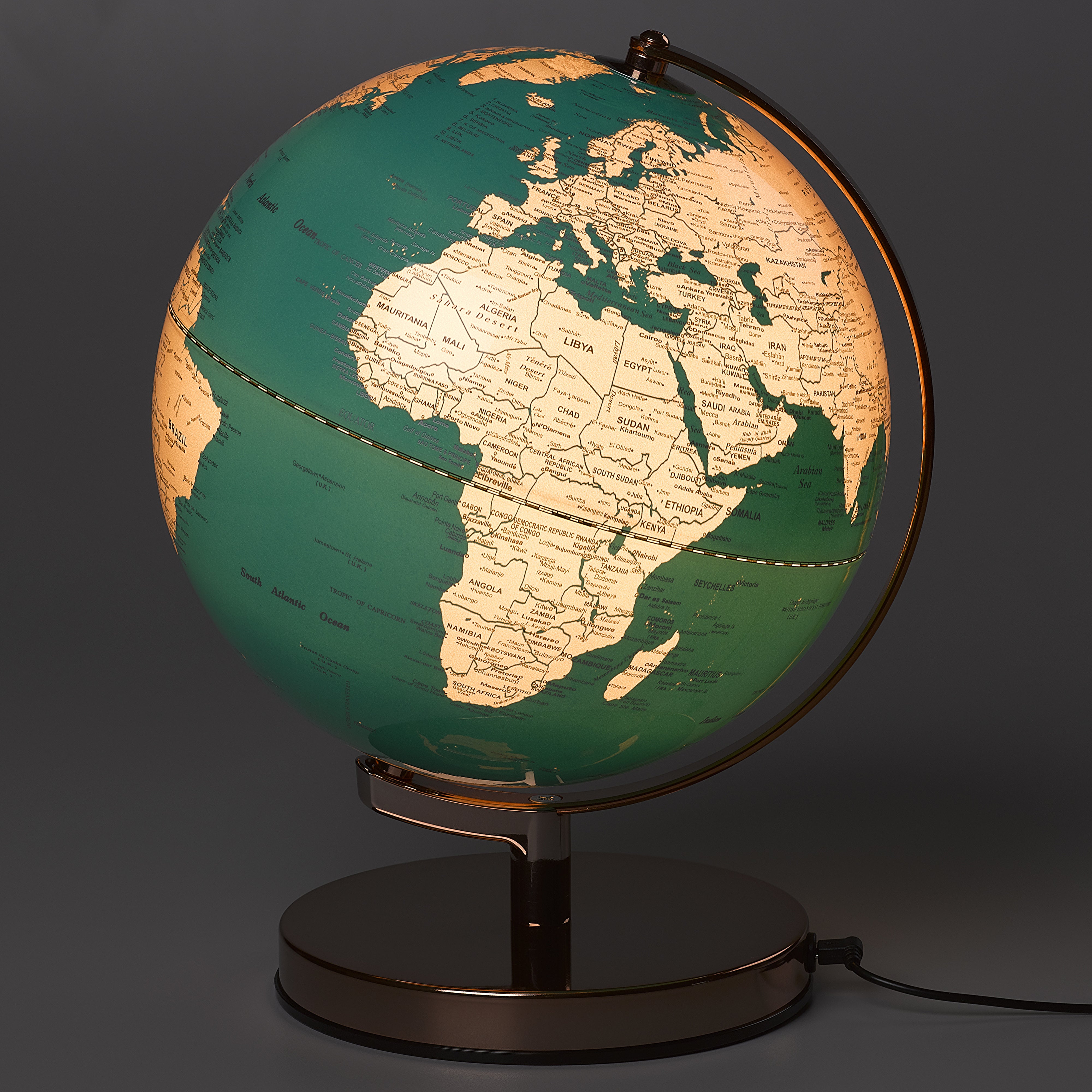 10” Globe Light - Azure Blue & Metallic Copper