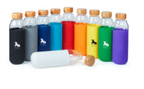 Lucerne Single Wall Borosilicate Glass Bottle with Threaded Bamboo Lid & Silicone Sleeve - 18 oz.