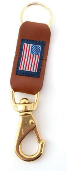 American Flag Leather Keychain