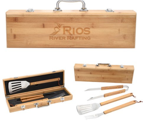 BBQ Set In Bamboo Case