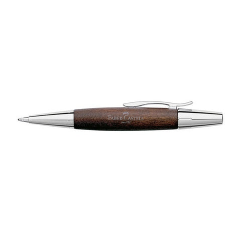 Faber-Castel E-motion Ballpoint Pen - Pearwood/Chrome Dark
