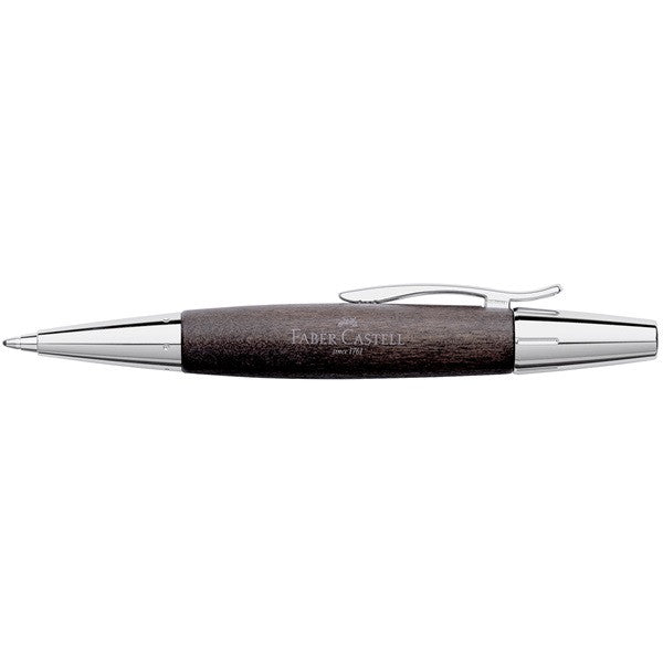 Faber-Castel E-motion Ballpoint Pen - Pearwood/Chrome Black