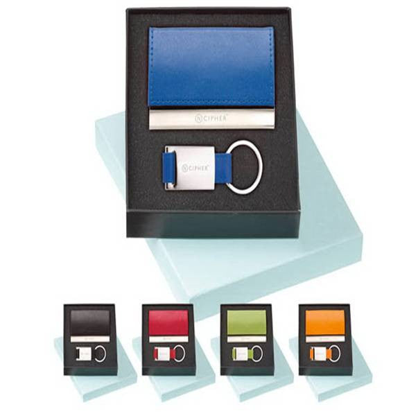 Leather Card Holder And Key Ring Set