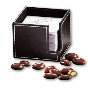 Faux Leather Note Holder With Chocolate Covered Almonds