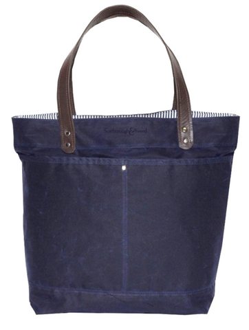 Navy Waxed Canvas Utility Tote