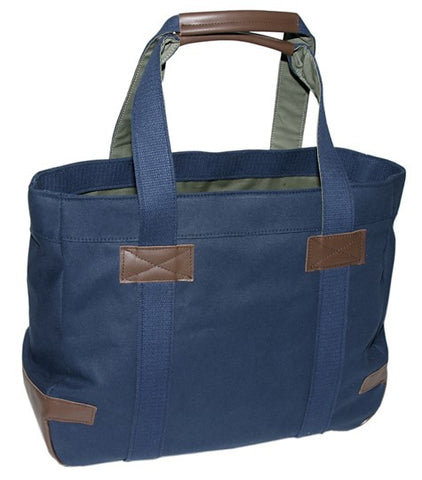 Insulated Waxed-Canvas Tote, Large Navy, Waxed-Canvas/Leather | L.L.Bean