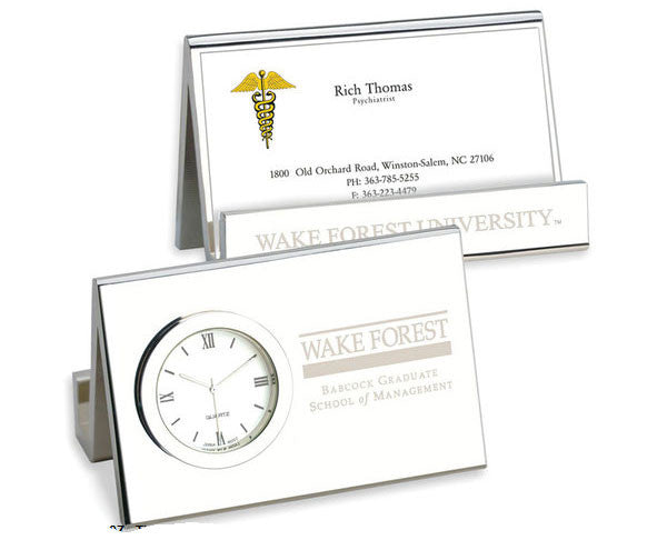 Time Card Desk Clock & Business Card Holder