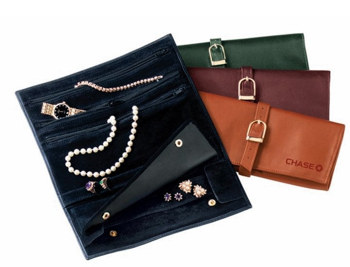 Top Grain Nappa Leather Jewelry Roll Case