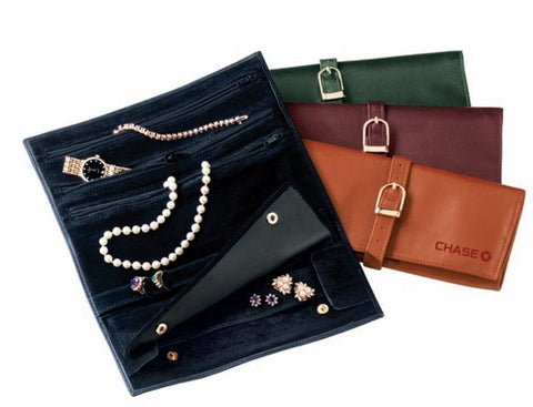Top Grain Nappa Leather Jewelry Roll Case